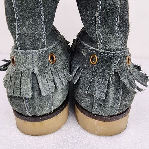 Coolway Grey Suede Fringe Ankle Boot Booties Boho Comfort Shoes Size 8 - Picture 10 of 14